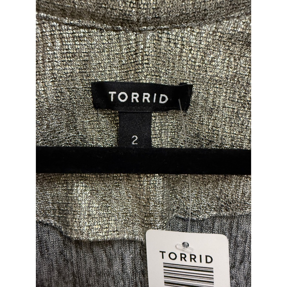 Torrid Metallic Knit Open Front Cardigan Silver Shimmer Plus Size 2 2X NWT NEW - Picture 8 of 10